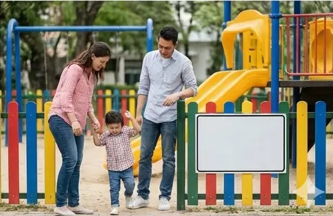 Family using a public playground
